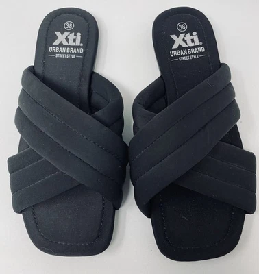 Sandalias negras Xti Urban Brand Street Style para mujer piscina EE. UU. 8 Foto 1 de 3