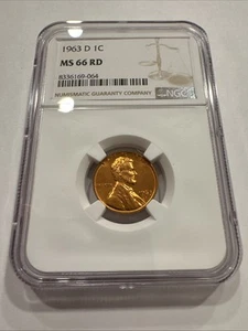 1963 D Lincoln Cent MS66 RD NGC #96 SEE DESCRIPTION - Picture 1 of 4