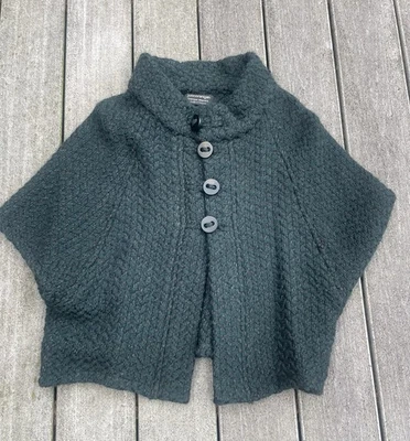 John Branigan Weavers Ireland Wool Alpaca Blend Knit Cape Sweater Green M/L - Image 1 of 4