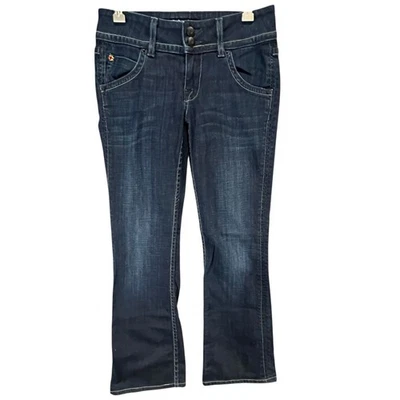 Pantalones de mezclilla Hudson Y2K Signature Bootcut 26 azules tiro bajo solapa bolsillos occidentales Foto 1 de 4