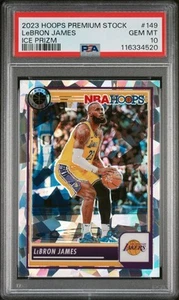 LeBron James 2023-24 Panini Hoops Premium Stock #149 Ice Prizm PSA10 GEM MT - Picture 1 of 2