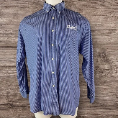 Devon & Jones Blue Shirt Mens 2XL Leinenliugels Beer Button Down (823) - Image 1 of 4