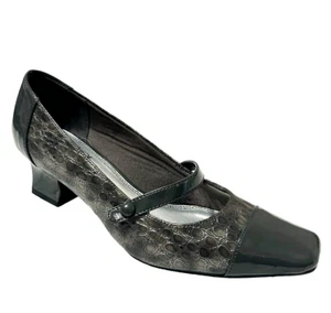 Life Stride Nicole Gray Croc Embossed Mary Jane Pump Heels Womens Sz 7.5M - Picture 1 of 13
