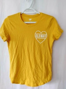 Girls Old Navy T Shirt w Heart Short Sleeve Yellow Size XL (14) #12106 - Picture 1 of 5