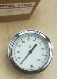 US Gauge 100# 100 PSI 2.5" Panel-mount Pressure Gauge 1/8" Rear Male NPT - NEW - Picture 1 of 3