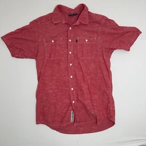 Kavu Men's Large Local Worldwide Short Sleeve Button Down Shirt Pocket Polo Red - Picture 1 of 9