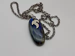 Sterling Silver 925 Pendant Necklace Labradorite CZ 16.48g - Picture 1 of 11