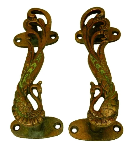 Peacock Door Handle Antique Vintage Style Handcrafted Brass Drawer Pull Knobs Cover
