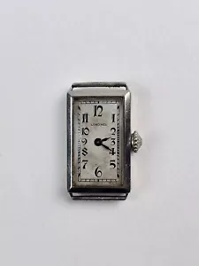 Vintage Longines Tank Watch 14K White Gold Filled 15 jewel 15mm- Not Running - Picture 1 of 13