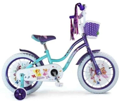 Bicicleta Ajustable 16" Niña Niños con Ruedas de Entrenamiento, Cesta y Campana Regalo Bicicleta Foto 1 de 4