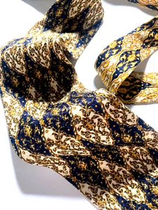 GIANNI VERSACE VINTAGE '90s BAROQUE LOZENGE TIE ART NOUVEAU ITALY BLACK - Picture 1 of 14