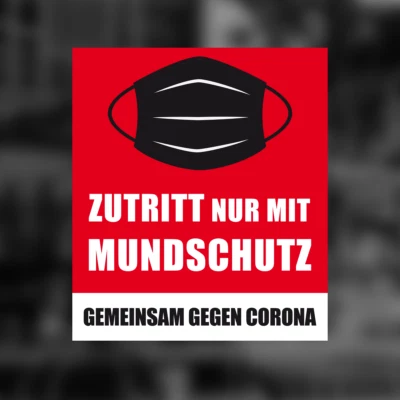 DREIACHTEINS MEDIA 3x Aufkleber Hinweis Mundschutz Shop Schaufensterfolie Abstand halten #D149
