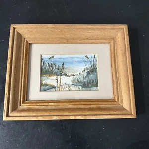 Aquarell Gemälde Küste Meer Strand Düne Passepartout gerahmt D Harden signiert - Bild 1 von 7