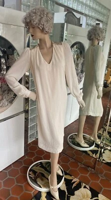 Vestido de Cóctel Deco Vaina Cintura Caída Marfil Años 80 90 De Colección CHEZ Neiman Marcus Talla S Foto 1 de 4