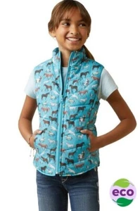 Ariat Youth Bella Reversible Insulated Gilet - Blue - Extra Large - Picture 1 of 3