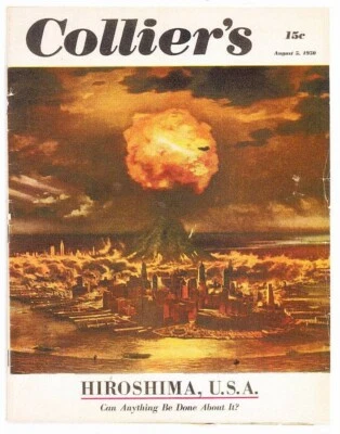 COLLIER'S magazine August 5, 1950 - Chesley Bonestell art on "Hiroshima U.S.A." - Image 1 of 4