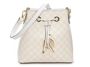 Valentino by Mario Valentino Karl Rock Cream Leather Bucket Bag - Picture 1 of 16