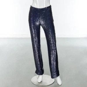 Chado Ralph Rucci Navy Blue Sequined Ladies Evening Trouser Pant Small 26" Waist - Picture 1 of 6
