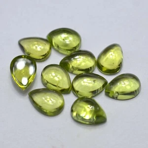 Piedra preciosa suelta calibrada natural 5 piezas peridoto pera cabujón 5x7 mm a 6x9 mm - Imagen 1 de 4
