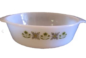 Anchor Hocking Fire King #438 Green Meadow 2 Quart Casserole Dish Vintage 1960s - Picture 1 of 7