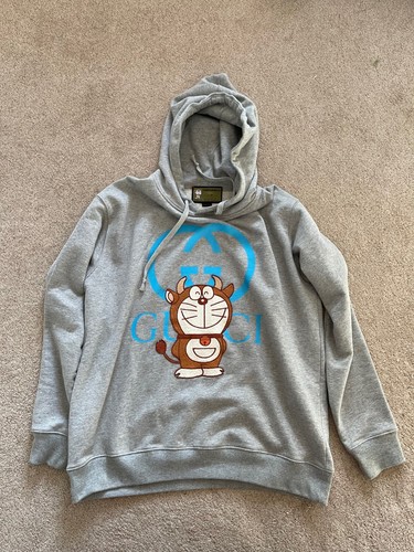 Felpa con cappuccio Gucci X Doraemon stampa logo colore grigio taglia S