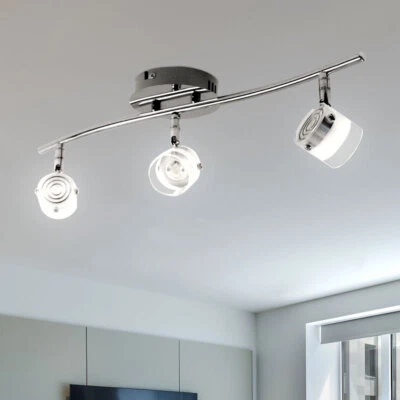 Lampada Da Soffitto Spot Regolabile In Vetro LED Lampada Da Soggiorno Argento - Immagine 1 di 4