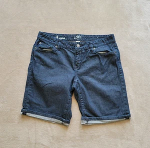 Ann Taylor Loft Denim Bermuda Shorts Blue Sz 4 - Picture 1 of 7