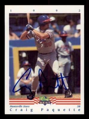 SIGNED 1992 CLASSIC BEST MINORS #138 CRAIG PAQUETTE AUTOGRAPH HUNTSVILLE STARS - Image 1 of 2