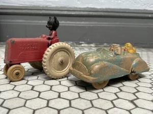 ANTIQUE DISNEY TOY 1930's MICKEY'S FARM TRACTOR SUN RUBBER COMPANY MICKEY MOUSE - Picture 1 of 8