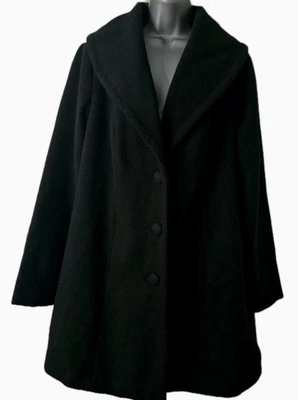 Gabardina Torrid línea A cuello ancho mezcla de lana 3 botones negra talla 0 grande 12-14 Foto 1 de 4