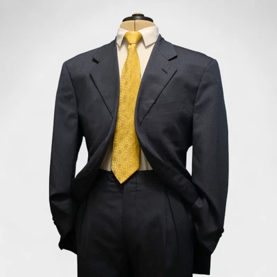 Pal Zileri X Cerruti 2 Piece Suit US 42R Blue Wool Silk Whipcord Pleat 3 Button - Image 1 of 4