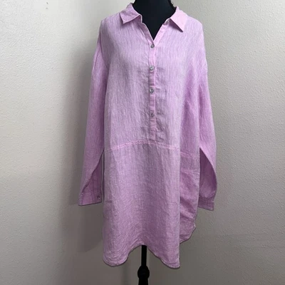 Top de lino para mujer J.Jill Love XL púrpura 1/2 botón delantero informal artístico de gran tamaño Foto 1 de 4