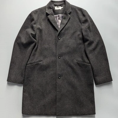 Abrigo Topman Para Hombre Grande Negro Lana Crombie Peaky Blinders Shelby Años 40 Años 50 Años 60 Foto 1 de 4