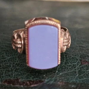 Ring Ritter 19. Jh. Größe 60 zweifarbiger Achat 14x9 mm roségoldplattiert - Bild 1 von 13