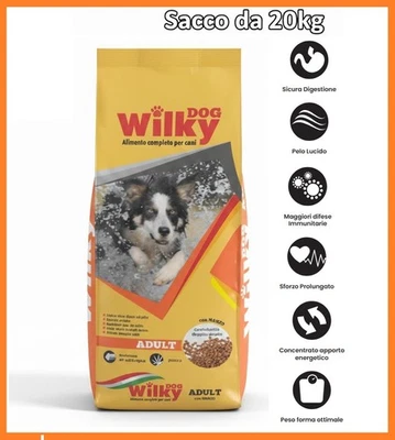Croccantini mangime per cane adulto tutte le taglie Wilky 20 kg con manzo - Immagine 1 di 3