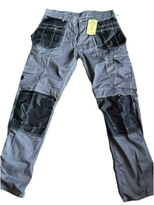 Size 34 x 34 - Vintage Fashio Workwear Fashion pants Double Knee Gray And Black - Picture 1 of 13