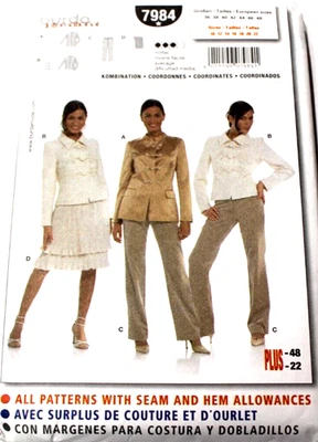 Burda 7984 Misses Jackets, Skirt, Pants 10-12-14-16-18-20-22 Sewing Pattern OOP - Image 1 of 2