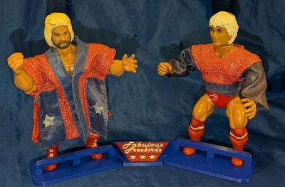 1985 Remco AWA The Fabulous Freebirds Hayes & Roberts Figures with stands - Image 1 of 4