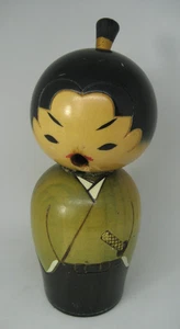 Alte signierte Kokeshi - Figur Japan Samurai Holz Puppe als Räuchermann Asiatika - Bild 1 von 14