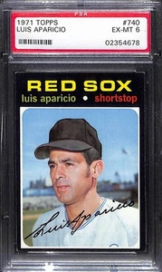 1971 Topps #740 Luis Aparicio - Set Break! PSA 6 High # SP - Foto 1 di 2