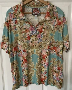JOHNNY WAS LARGE RIVORAY Kurzarm Blumenmuster TOP STYLE: R1563 4 TOP - Bild 1 von 4