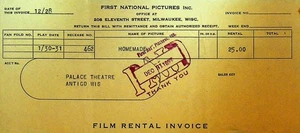 First National Pictures Invoice December 31 1927 Home Made Silent Film - Picture 1 of 1