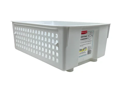 Armazenamento RUBBERMAID Slide N Stack 5576 20" x 14" branco em excelente estado usado - Imagem 1 de 4