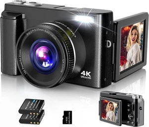 Digitalkamera, 4K 48MP Autofokus Kompakt Digitalkamera mit 32G Karte 16X Digita - Bild 1 von 7