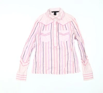 Camisa para mujer Marc Jacobs rosa a rayas con botones talla 6 Foto 1 de 4