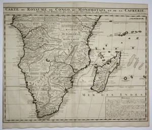 Sudáfrica Madagascar island mapa grabado grabado en cobre Chatelain 1720 - Imagen 1 de 1