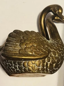Vintage Messing Schwan Ente verliebte Gans Pflanzfigur hat etwas Patina massiv - Bild 1 von 14