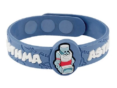 Pulsera AllerMates ASMA Alergia Alerta Médica Identificación Silicona Pulsera Joyería Foto 1 de 3