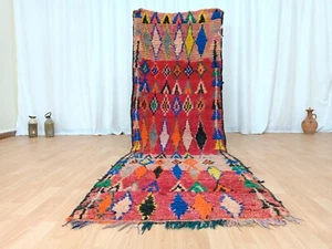vintage handmade moroccan rug 2'7"x 8'1" tribal authentic colorful abstract rug - Picture 1 of 14