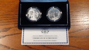 2001 P & D BUFFALO DOLLAR 2 COIN SET COA & OGP 2 SUPERB GEM $1.00 SILVER COINS! - Picture 1 of 4
